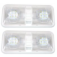 12V rv led Light Square Double Dome Light For Trailer rv Marine,model:White - model:White