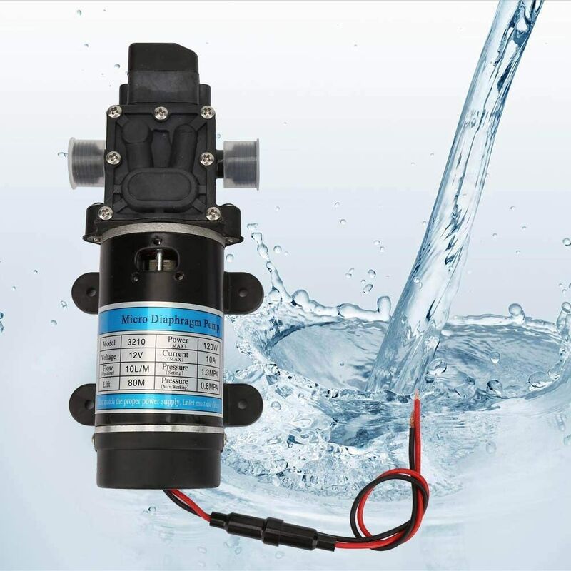 12V120W Electric Water Pump 10L/m Self-Priming Diaphragm Pump with Overcurrent Protection for High Pressure Washer(12V)