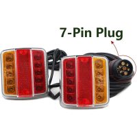 12V/24V LED Trailer Tail Light Kit 7-Pin Plug with Magnetic Truck Mount (Amber & Red LED, Carton)
