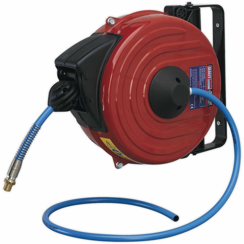 12m Retractable Air Hose Reel - Metal Case - 1/4' bsp Outlet - 8mm tpu Hose