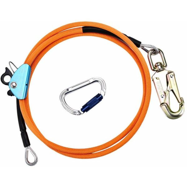 12mm2.4m Safety Harness with Triple Lock Carabiner Adjuster, Adjustable Lanyard, Low Extension for Fall Protection