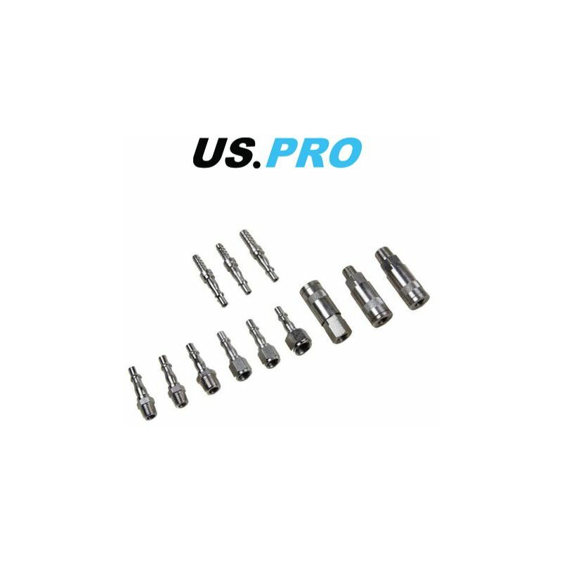12pc Two Touch Quick Release Air Hose Fittings Couplings 8184 - Us Pro
