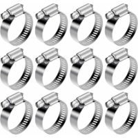 12pcs Adjustable Hose Clamp 21-38mm Hose Clamp Screws 304 Stainless Steel Metal for Water Hose Gas Tank Pipe Cars FVO