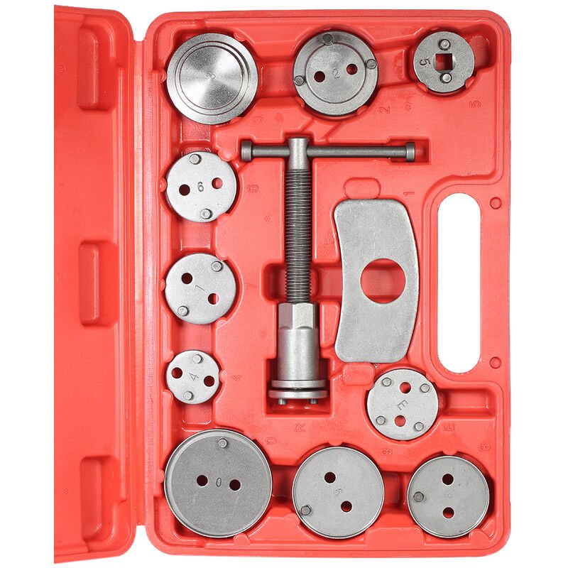 12pcs Auto Universal Disc Brake Caliper Car Wind Back Pad Piston Compressor Automobile Garage Repair Tool Kit Set with Case