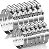 12pcs Stainless Steel Hose Clamp Clips 21-57mm Adjustable Steel for family water pipe, gas tank, auto tubing, etc.
