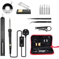 13 in 1 Soldering Iron Kit 60W Adjustable Temperature Welding Soldering Iron with on/off Switch 5pcs Soldering Tips Solder Sucker