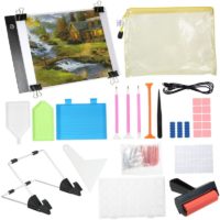 133 Pieces DIY Diamond Jewel Paint Painting Tools and Accessories Kits with A4 Tracing Light Box Multi-Size Diamond Pen Tray Kits