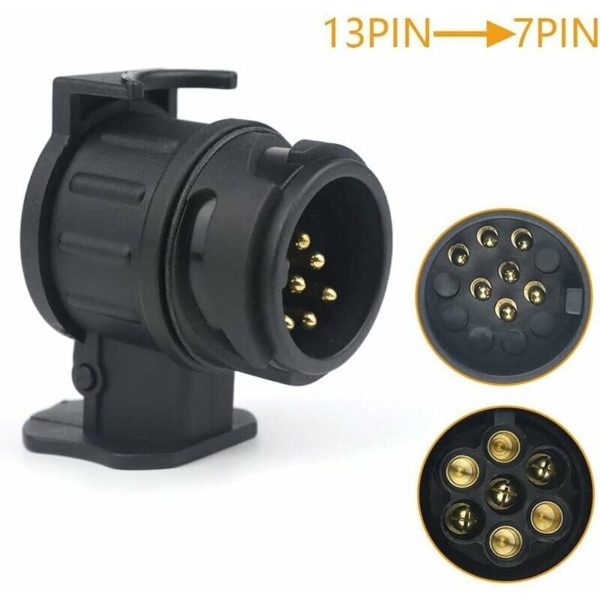 13/7 Adapter Trailer Plug 13 Pin to 7 Pin Car Hitch Plug Connector for Tractor, Caravan, Bike Carrier