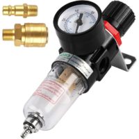 1/4' Air Pressure Regulator, Air Compressor Filter, Moisture Separator, Filter Moisture, Clean and Dry Air, Protect Compressed Air Tools and