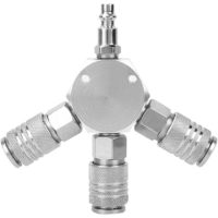 1/4'' F-NPT 3 Way Air Hose Manifold Quick Coupler, Pneumatic Fitting Connector Quick Couplers Splitter