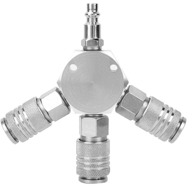 1/4'' F-NPT 3 Way Air Hose Manifold Quick Coupler, Pneumatic Fitting Connector Quick Couplers Splitter