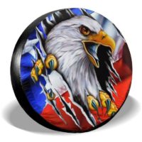 14 Inch Tire Cover, Spare Tire Cover, 60-69cm Tire Cover Waterproof, Dustproof Snow, for Travel Trailer, rv, suv (American Flag Eagle 13)
