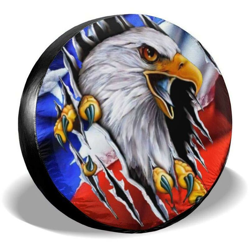 14 Inch Tire Cover, Spare Tire Cover, 60-69cm Tire Cover Waterproof, Dustproof Snow, for Travel Trailer, rv, suv (American Flag Eagle 13)