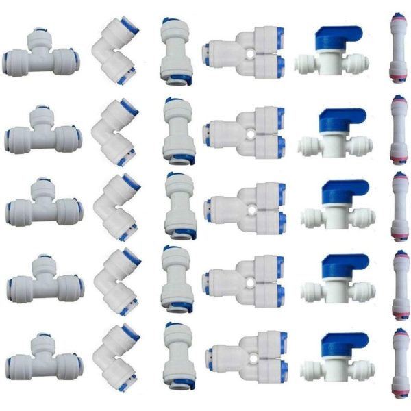 1/4" OD Quick Connect Push In to Connect Water Tube Fitting for RO Reverse Osmosis Water Filter Fittings Pack of 30