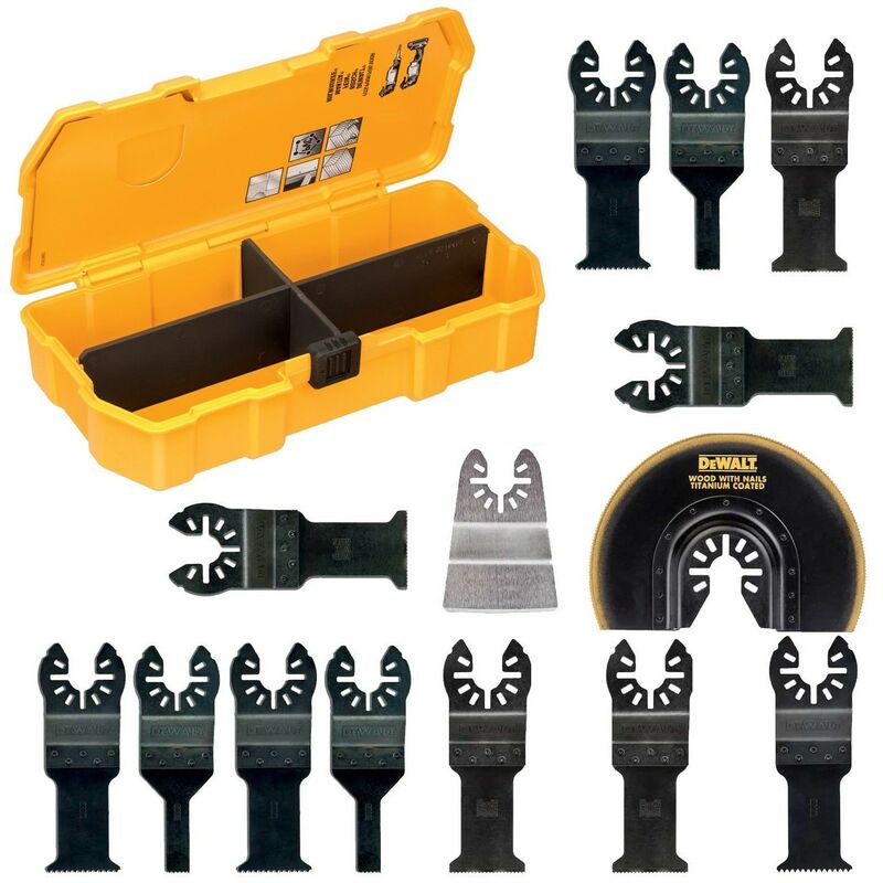 14 Piece Multi Tool Accessory Blade Set Plunge Fast Cut Wood + Toughcase - Dewalt