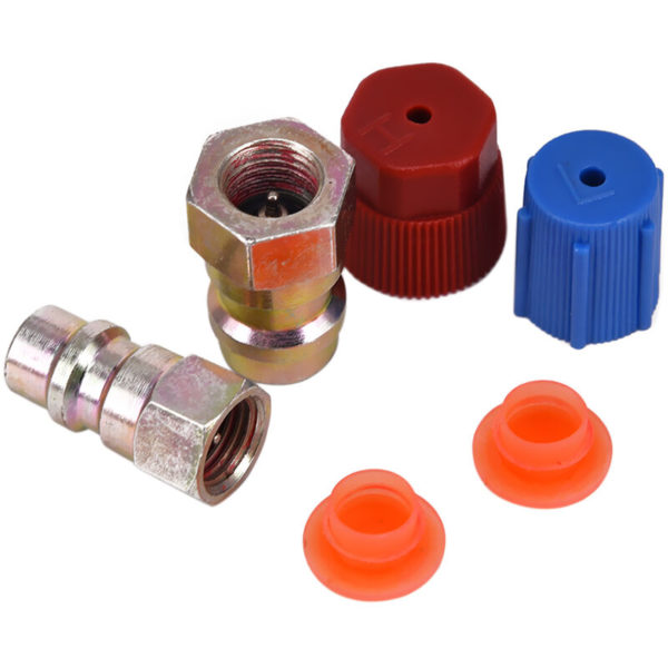 1/4 ac R-12 to R-134a Retrofit Valve Quick Change Conversion Adapter High/Low Fitting a/c System Caps Kit