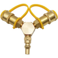 1/4'' rv Propane Quick Connect Adapter Solid Brass y Splitter Gases Tanks Hose Fittings for Outdoor Camping/Cooking/BBQ - Brass