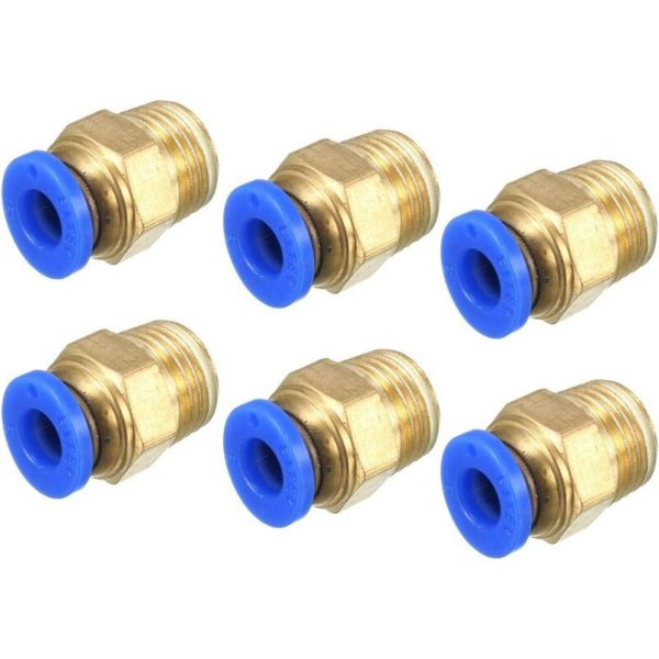 1/4PT Thread 6mm Pneumatic Quick Connect Diameter Straight Connector 6PCS