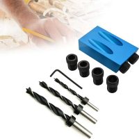 15 Degree Angle Drive Pocket Hole Jig Kit with 6/8/10mm Hole Drive Adapter for Woodworking Angled Drill Guide