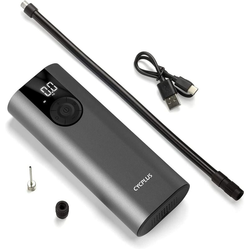 150 psi Type-C,Portable Electric Bike Pump,Bike Tire Inflator,Rechargeable Mini Air Compressor with Flashlight,A8 Pump Auto Motorcycle Basketball-Grey