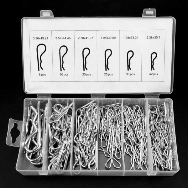 150pcs Cotter Pins Stainless Steel R Cotter Pin Heavy Duty Zinc Plated Spring Loaded Cotter Pin R Clips 6 Size Hairpin Tie Pin Assortment Mechanics