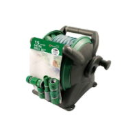 15M garden hose pipe & compact wall reel fittings set standing wall mounted new