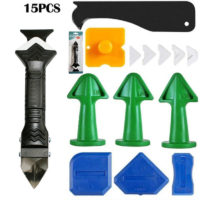 15pcs Silicone Caulking Tool Set, 3 in 1 Silicone Smoothing Grout Remover Finishing Tool, Silicone Trowel Scraper, for Bathroom Kitchen