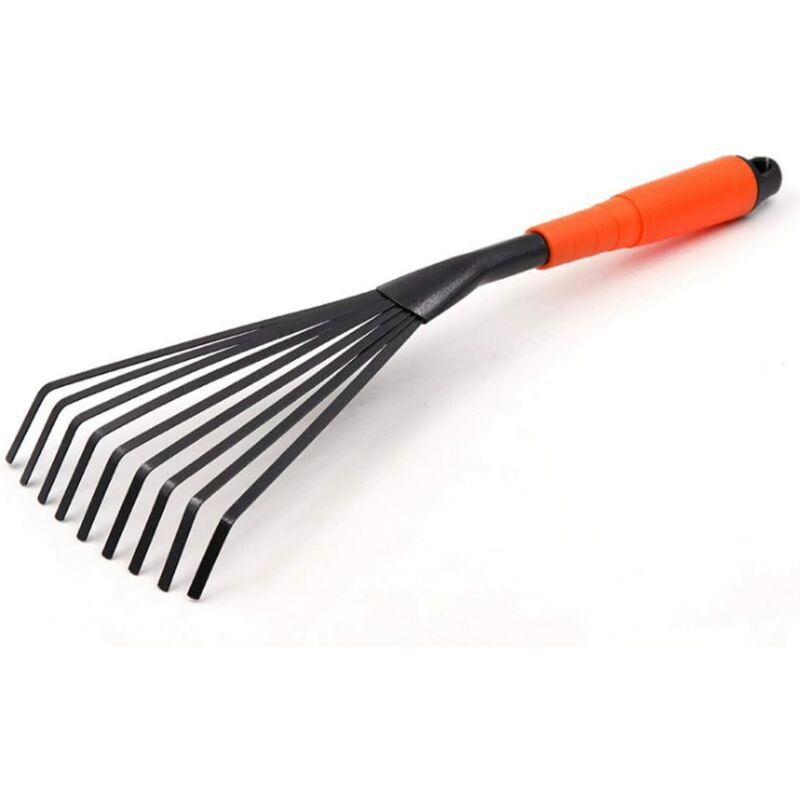 16 '9 Root Steel Mini Garden Rake with Ergonomic Comfortable Rust Resistant Handle - Professional Gardening Tool
