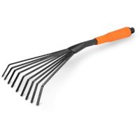 16 Mini Steel Garden Rake 9 with Ergonomic Comfortable Rust Resistant Handle - Professional Gardening Tools