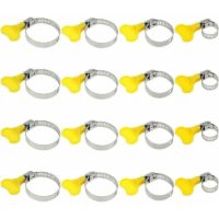 16 Pcs 10-38mm Adjustable Hose Clamp Stainless Steel Hose Clamps with Yellow Twist Grip Fits Hoses Such as Water and Fuel Hoses - 4 Sizes