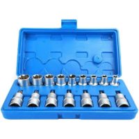 16 Piece 1/2 inch Chrome Vanadium Steel Hex Socket Kit Hex Socket Set Star Sleeve T Type Male E Type Female Repair Tool Accessories