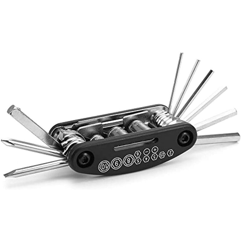16 in 1 Multi Functional Bike Mechanic Repair Set Tool Kit Compatible with Road Bikes Mountain Bikes mtb (Black) - Litzee