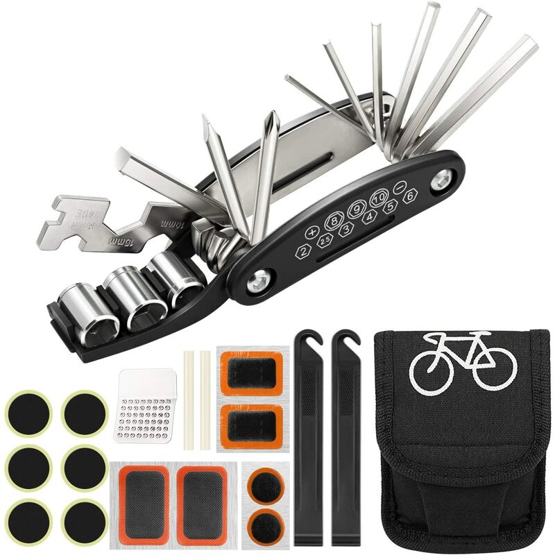 16-in-1 Multifunctional Bicycle Repair Tool, Portable Folding Multi Tool Bicycle Kit, High Quality Stainless Steel Bicycle Repair Kit and Maintenance