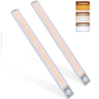 160LED Closet Light [2pcs], Motion Sensor Light, Adjustable Brightness with 3 Colors, usb Rechargeable, Wireless, Suitable for Cabinets, Kitchens,