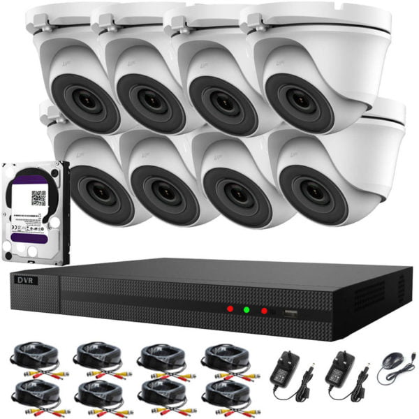 16CH cctv kit dvr 1080P & 8 x 2.0MP Full hd 1080P 2.8mm Wide Angle Dome cctv Cameras ir 20M Night Vision 1080P Output, Motion Detection, Hik-Connect,