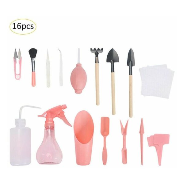 16pcs Mini Garden Hand Tool Succulent Planting Tools Shovel Rake Tweezers and Kettle for Planting Succulents Bonsai Tools