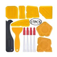 17 Piece Caulking Kit, Silicone Caulking Tool Set Kit, Plastic Scraper, Caulking Plugs, Sealing Grout Bathroom Sealing Finish