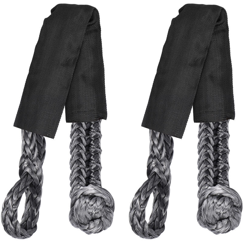 17T Practical Car Flexible Synthetic Soft Shackle Trailer Pull Towing Rope Winch Straps For Car Broke Down - Black,2pcs