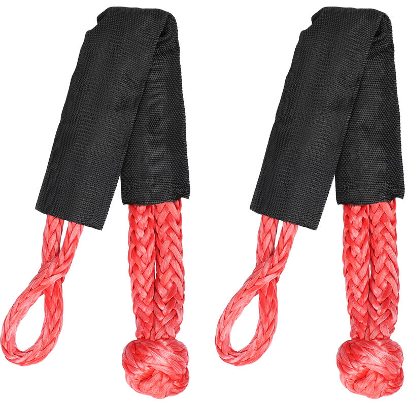 17T Practical Car Flexible Synthetic Soft Shackle Trailer Pull Towing Rope Winch Straps For Car Broke Down - Red,2pcs