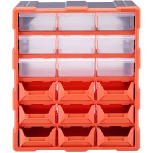 18 Grid Multi Drawer Parts Storage Cabinet Home Garage Tool Organiser 9 Semi Open Drawer - Livingandhome