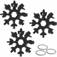 18-In-1 Snowflake Multi-Tool, Stainless Steel Snowflake Wrench, Wrench Screwdriver Bottle Opener Allen Wrench(Black ) 3 Pcs