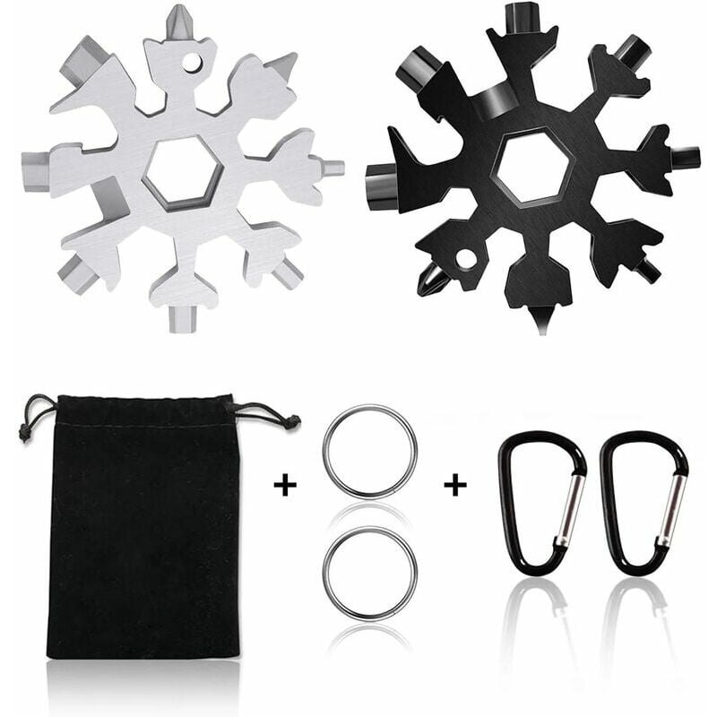 18 in 1 Snowflake Multi-Tool, 2Pcs Mini Stainless Steel All Purpose Screwdriver Multi-Tool for Travel Daily Gift Creativity