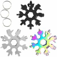 18 in 1 Snowflake Multi Tool, 3 Pcs Stainless Steel Snowflake Wrench for Daily Travel Camping Adventure Portable Mini Multi Tool Christmas Gift