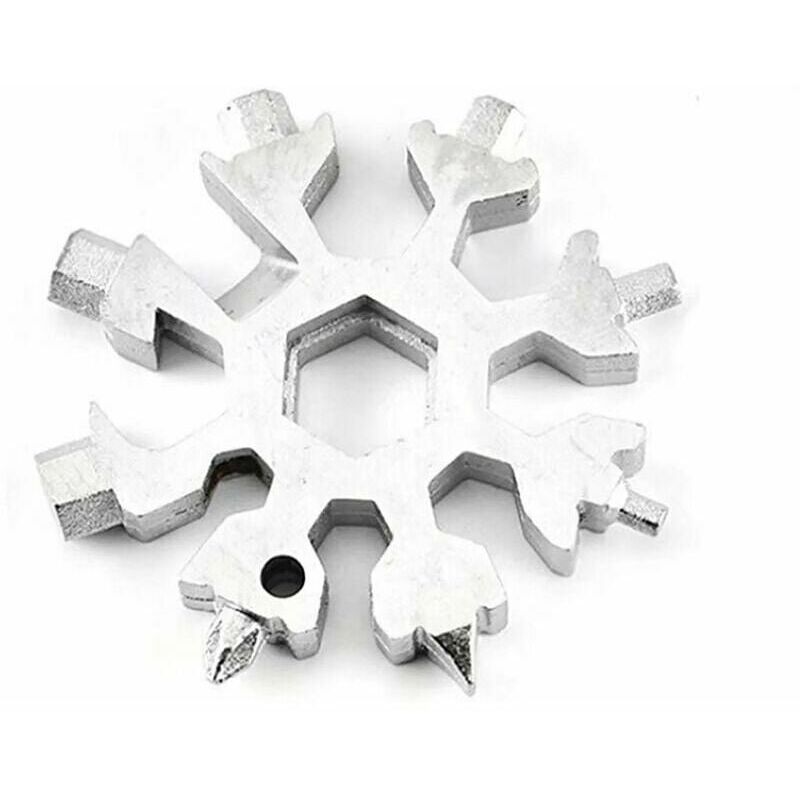 18 in 1 Snowflake Multi-Tool Almighty Tool - Snowflake Shaped Screwdriver / Bottle Opener / Keychain (Silver) SOEKAVIA
