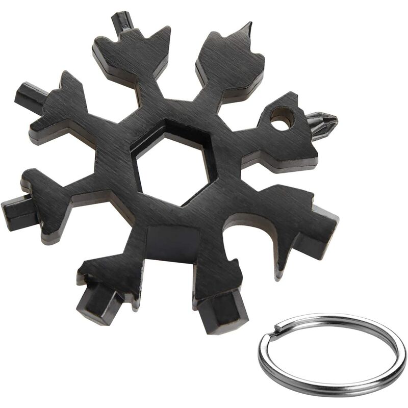 18 in 1 Snowflake Multi Tool, Stainless Steel Portable Multi-Tool with Keyring for Outdoor Travel Camping Daily Tool, Best Hand Tools Gadgets Gift