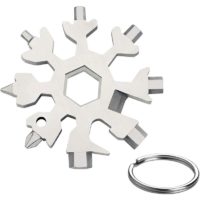 18 in 1 Snowflake Multi Tool, Stainless Steel Portable Multi-Tool with Keyring for Outdoor Travel Camping Daily Tool, Best Hand Tools Gadgets Gift