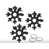 18 in 1 Snowflake Multi-Tool, Stainless Steel Snowflake Wrench, Allen Wrench Bottle Opener Screwdriver Wrench, Black Snowflake Octagon Wrench + 3