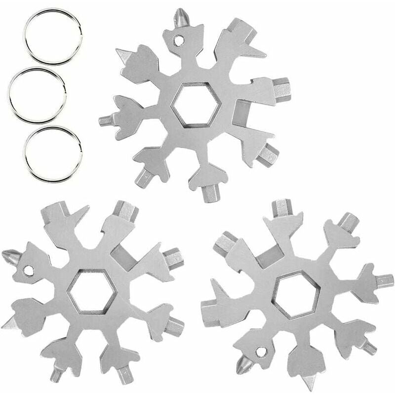 18 in 1 Snowflake Multi Tool, Stainless Steel Snowflake Wrenchb Guazhuni (Silver) 3 pcs