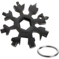 18 in 1 Snowflake Multi-Tool,Stainless Steel Mini Portable Multi-Tool with Keychain for Outdoor Travel Daily Tool, Men's Christmas Gift (Black)