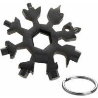 18 in 1 Snowflake Multi-Tool,Stainless Steel Mini Portable Multi-Tool with Keychain for Outdoor Travel Daily Tool, Men's Christmas Gift (Black)